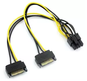 Кабель-перехідник для живлення відеокарти SATA + SATA -> 8P, OEM Q50 Кабель-перехідник для живлення відеокарти SATA + SATA -> 8P, OEM Q50