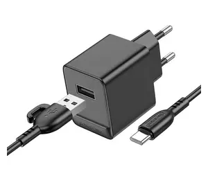 Набір BOROFONE BAS11A СЗУ+ кабель Type-C, 1xUSB, 2.1A, 10.5W, кабель 1м, Black, Blister Набір BOROFONE BAS11A СЗУ+ кабель Type-C, 1xUSB, 2.1A, 10.5W, кабель 1м, Black, Blister