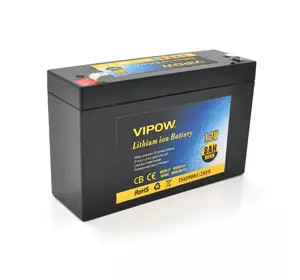 Акумуляторна батарея літієва Vipow 12 V 8Ah з елементами Li-ion 18650 з вбудованою ВМS платою, (3S4P) (151х50х94(100))мм, Q20