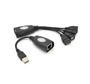 Подовжувач USB 2.0 сигналу по F / UTP до 50 метрів, RJ-45 to AM + RJ-45 to 4xAF, Blister Q100 Подовжувач USB 2.0 сигналу по F / UTP до 50 метрів, RJ-45 to AM + RJ-45 to 4xAF, Blister Q100