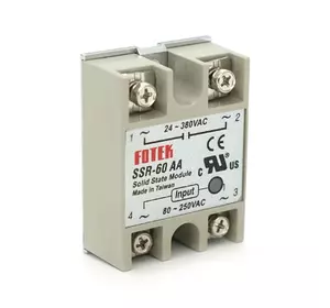 Твердотинне реле Fotek SSR-60AA 60А 24-380В AC Твердотинне реле Fotek SSR-60AA 60А 24-380В AC