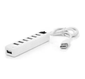 Хаб USB 2.0 7 портів, White, 480Mbts живлення від USB, з вимикачем, Blister Q100 Хаб USB 2.0 7 портів, White, 480Mbts живлення від USB, з вимикачем, Blister Q100