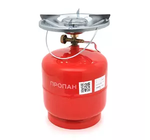 Газовий балон ПРОПАН 3кг(7,2л), тиск 18 BAR + пальник 20448, Red, Q4