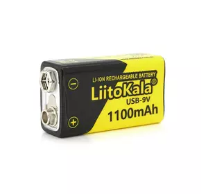 Акумулятор LiitoKala 9V/1100mAh, крона, Type-C вихід, NiMH Rechargeable Battery, 4 штуки в блістері ціна за штуку Акумулятор LiitoKala 9V/1100mAh, крона, Type-C вихід, NiMH Rechargeable Battery, 4 штуки в блістері ціна за штуку