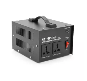 Перетворювач напруги MSKJ ST-1000VA Трансформаторний Input 220 V/Output 110 V, + 2 універсальні розетки Перетворювач напруги MSKJ ST-1000VA Трансформаторний Input 220 V/Output 110 V, + 2 універсальні розетки