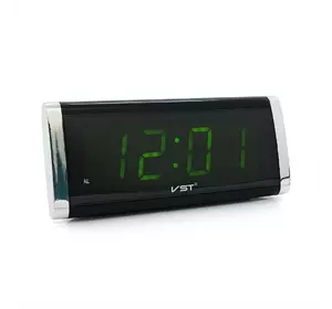 Електронний годинник VST-730, будильник, живлення від кабелю 220V, Green Light