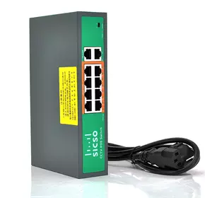 Комутатор POE SICSO 48V з 8 портами POE 100Мбит + 2 порт Ethernet (UP-Link) 100Мбит, c посиленням сигналу до 250м, корпус -метал, Silver, БП вбудований, Q30