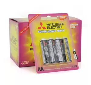 Батарейка Super Heavy Duty MITSUBISHI 1.5V AA/R6PU, 4pcs/card, 48pcs/inner box, 576pcs/ctn