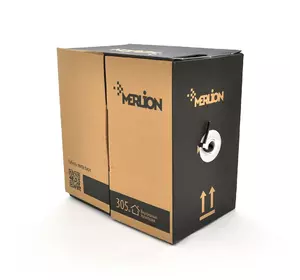 Кабель КНП UTP-cat.6 (4*2*0.54), Merlion, (CCA), для зовн. робіт, 305м, Black, Corton BOX, Q2 Кабель КНП UTP-cat.6 (4*2*0.54), Merlion, (CCA), для зовн. робіт, 305м, Black, Corton BOX, Q2