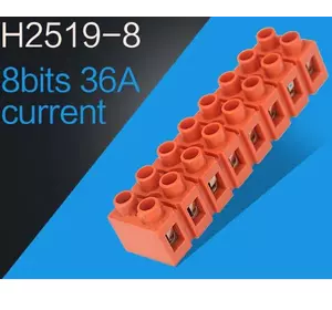 Клемний блок H2519-8P 36A/660V, матеріал мідь, переріз дроту 0.5-6мм2 Клемний блок H2519-8P 36A/660V, матеріал мідь, переріз дроту 0.5-6мм2