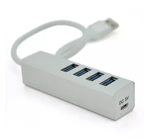 Хаб USB 3.0 алюмінієвий, 4порта, 20 см, Пакет