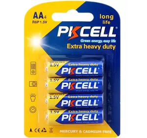 Батарейка сольова PKCELL 1.5V AA / R6, 4 штуки в блістері ціна за блістер, Q12/144