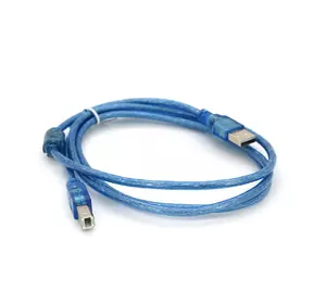 Кабель USB 2.0 AM / BM, 1.5m, 2 ферита, прозорий Кабель USB 2.0 AM / BM, 1.5m, 2 ферита, прозорий