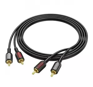 Кабель Borofone BL13 2RCA (тато) => 2хRCA (тато), CU, круглий, 1,5 м, Black, Box Кабель Borofone BL13 2RCA (тато) => 2хRCA (тато), CU, круглий, 1,5 м, Black, Box