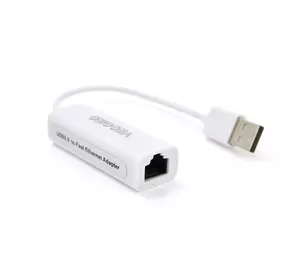 Контролер USB 2.0 to Ethernet VEGGIEG - Мережевий адаптер 10 / 100Mbps з проводом, RTL-8152B, White, Blister-Box