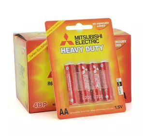 Батарейка Heavy Duty MITSUBISHI 1.5V AA/R6P, 4pcs/card, 48pcs/inner box, 576pcs/ctn