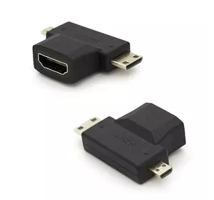Перехідник mini HDMI (тато) -micro HDMI (тато) -HDMI (мама) Перехідник mini HDMI (тато) -micro HDMI (тато) -HDMI (мама)