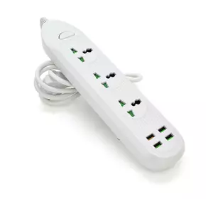 Мережевий фільтр ТВ-Т16, 3 розетки + 4 USB, 2 м, перетин 3х0,75мм, 3000W, White, Box Мережевий фільтр ТВ-Т16, 3 розетки + 4 USB, 2 м, перетин 3х0,75мм, 3000W, White, Box