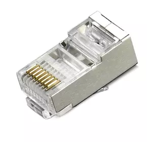 Конектор Merlion RJ-45 8P8C FTP Cat-6 (100 шт/уп.) екранований  (позолочені) Конектор Merlion RJ-45 8P8C FTP Cat-6 (100 шт/уп.) екранований  (позолочені)