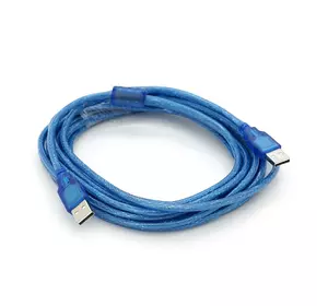 Кабель USB 2.0 RITAR AM/AM, 5.0m, прозорий синій Кабель USB 2.0 RITAR AM/AM, 5.0m, прозорий синій