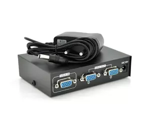 Активний спліттер VGA сигналу KV-FJ2502S 200MHz 2 Port, DC5V/1A Активний спліттер VGA сигналу KV-FJ2502S 200MHz 2 Port, DC5V/1A