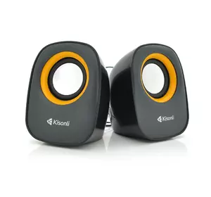 Колонки 2.0 Kisonli V360 для ПК і ноутбука, USB + 3.5mm, 2x1.5W, 20Hz- 20KHz, Orange, BOX, Q50 Колонки 2.0 Kisonli V360 для ПК і ноутбука, USB + 3.5mm, 2x1.5W, 20Hz- 20KHz, Orange, BOX, Q50