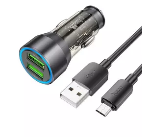 Набір АЗУ 12-24V HOCO NZ12 + кабель Micro, 2xUSB, 36W, кабель 1м, Black, Box Набір АЗУ 12-24V HOCO NZ12 + кабель Micro, 2xUSB, 36W, кабель 1м, Black, Box