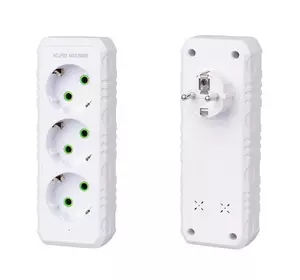 Розетка трійник із заземленням F101-White, 3 розетки, 2500W, 10A, 110-250V~Max, Blister Розетка трійник із заземленням F101-White, 3 розетки, 2500W, 10A, 110-250V~Max, Blister