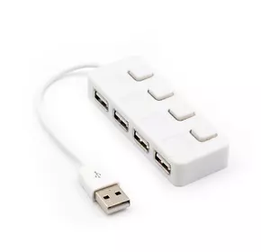 Хаб USB 2.0 4 порти, White, 480Mbts живлення від USB, з кнопкою LED/Blue на кожен порт, Blister Q100 Хаб USB 2.0 4 порти, White, 480Mbts живлення від USB, з кнопкою LED/Blue на кожен порт, Blister Q100