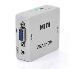 Конвертер Mini, VGA2HDMI, ВИХІД HDMI (мама), на ВХІД VGA (мама) 720P / 1080P, White, BOX