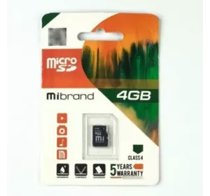 Карта пам'яті Mibrand microSDHC Class 4, 4GB