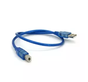Кабель USB 2.0 RITAR AM / BM, 0.5m, прозорий синій Кабель USB 2.0 RITAR AM / BM, 0.5m, прозорий синій