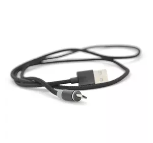 Магнітний кабель USB 2.0 /Micro, 1m, 2А, плюс наконечник на micro, тканинна оплетка, броньований, знімач, Black, Blister-Box