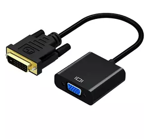 Конвертер DVI-D (24+1) (тато) на VGA (мама) 10cm, 4K/2K, Black, Пакет Q250 Конвертер DVI-D (24+1) (тато) на VGA (мама) 10cm, 4K/2K, Black, Пакет Q250