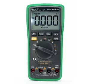 Мультиметр BAKKU BA-18B+ Вимірювання: V AC/DC, AC/DC, Ω, C, F, hFE Функції: продзвонювання, HOLD, підсвічування Мультиметр BAKKU BA-18B+ Вимірювання: V AC/DC, AC/DC, Ω, C, F, hFE Функції: продзвонювання, HOLD, підсвічування