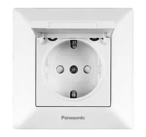 Розетка Panasonic Arkedia Slim із заземленням, зі захисними шторками, з кришкою, біла Розетка Panasonic Arkedia Slim із заземленням, зі захисними шторками, з кришкою, біла