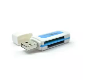 Кардридер універсальний 4в1 MERLION CRD-5VL TF/Micro SD, USB2.0, Blue, OEM Q1500