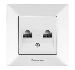 Розетка Panasonic Arkedia Slim комп'ютерна подвійна  RJ45 CAT5e, білий Розетка Panasonic Arkedia Slim комп'ютерна подвійна  RJ45 CAT5e, білий