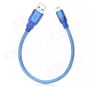 Кабель USB 2.0 RITAR (AM/Mini 5 pin) 0,3 м, синій прозорий