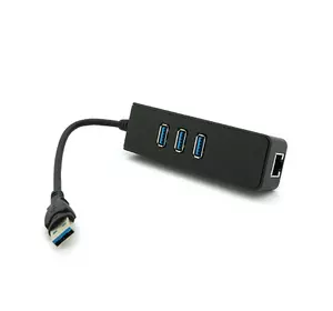 Хаб USB 3.0, 3 порти USB 3.0 + 1 порт Ethernet, Black, BOX Хаб USB 3.0, 3 порти USB 3.0 + 1 порт Ethernet, Black, BOX