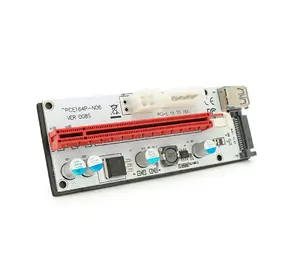 Плата PCE164P-N09 (V008S-Plus) Riser PCI-EX, x1=>x16, USB 3.0, DC12V(Molex&PCI-E/6pin), SATA/15pin, конденсатори 270, VER008S,Пакет Плата PCE164P-N09 (V008S-Plus) Riser PCI-EX, x1=>x16, USB 3.0, DC12V(Molex&PCI-E/6pin), SATA/15pin, конденсатори 270, VER008S,Пакет