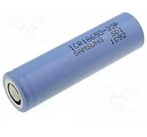 Акумулятор 18650 Li-Ion Samsung ICR18650-22P, 2200mAh, 10A, 4.2 / 3.62 / 2.75V, Blue, 2 шт в упаковці, ціна за 1 шт