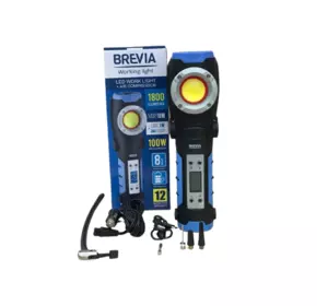 Brevia LED ліхтар 18W, 1800lm + компресор 100W, 7800mAh, type-C