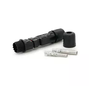 Коннектор MC4 Premium, 1000V, 30A, мідь CN під затискач, U-подібний, під перетин 2,5-6 мм², 0,5 мОм, IP67, -40 ℃ ~ 105 ℃, вогнестійкість UL94-VO, Q1000. Чорний Коннектор MC4 Premium, 1000V, 30A, мідь CN під затискач, U-подібний, під перетин 2,5-6 мм², 0,5 мОм, IP67, -40 ℃ ~ 105 ℃, вогнестійкість UL94-VO, Q1000. Чорний