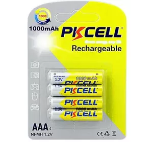 Акумулятор PKCELL 1.2V AAA 1000mAh NiMH Rechargeable Battery, 4 штуки у блістері ціна за блістер, Q12 Акумулятор PKCELL 1.2V AAA 1000mAh NiMH Rechargeable Battery, 4 штуки у блістері ціна за блістер, Q12