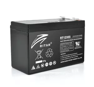 Акумуляторна батарея AGM RITAR RT1290B, Black Case, 12V 9.0Ah ( 151 х 65 х 94 (100) ) Q10