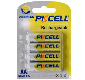 Акумулятор PKCELL 1.2V AA 2800mAh NiMH Rechargeable Battery, 4 штуки у блістері ціна за блістер, Q12