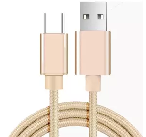 Магнітний кабель USB 2.0 / Type-C, 1m, 2А, індикатор заряду, тканинна оплетка, знімач, Gold, Blister