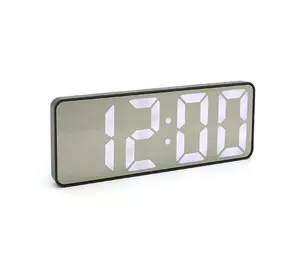 Електронний годинник VST-898 Дзеркальний дисплей, з датчиком температури та вологості, будильник, живлення від кабелю USB, White