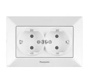 Розетка Panasonic Arkedia Slim подвійна із заземленням, біла Розетка Panasonic Arkedia Slim подвійна із заземленням, біла